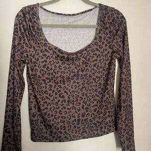 SHEIN Brown and Black Leopard Blouse